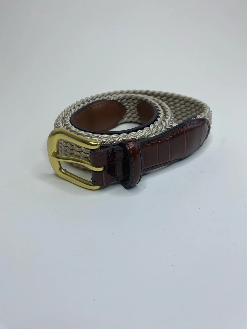 Webbed and embossed Leather Belt Size 36 Preppy Classic Country club